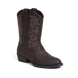 With Box Little Girls Cowboy Boots Brown with Pink Stitching size 11 Kids Youth
